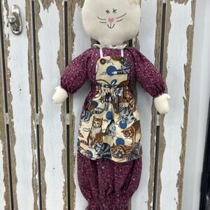 Vintage Floral Dress Cat Plastic Grocery Bag Holder